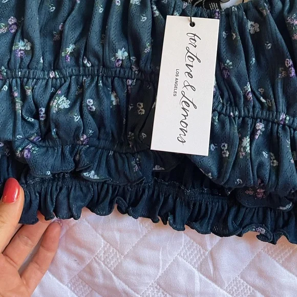 For Love And Lemons Navy Floral Sleepwear Set - Picture 5 of 6